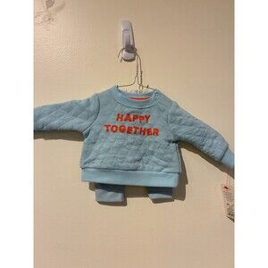 NWT Cat & Jack Blue "Happy Together" Sweatshirt & Pants Outfit‎ - Newborn (NB)